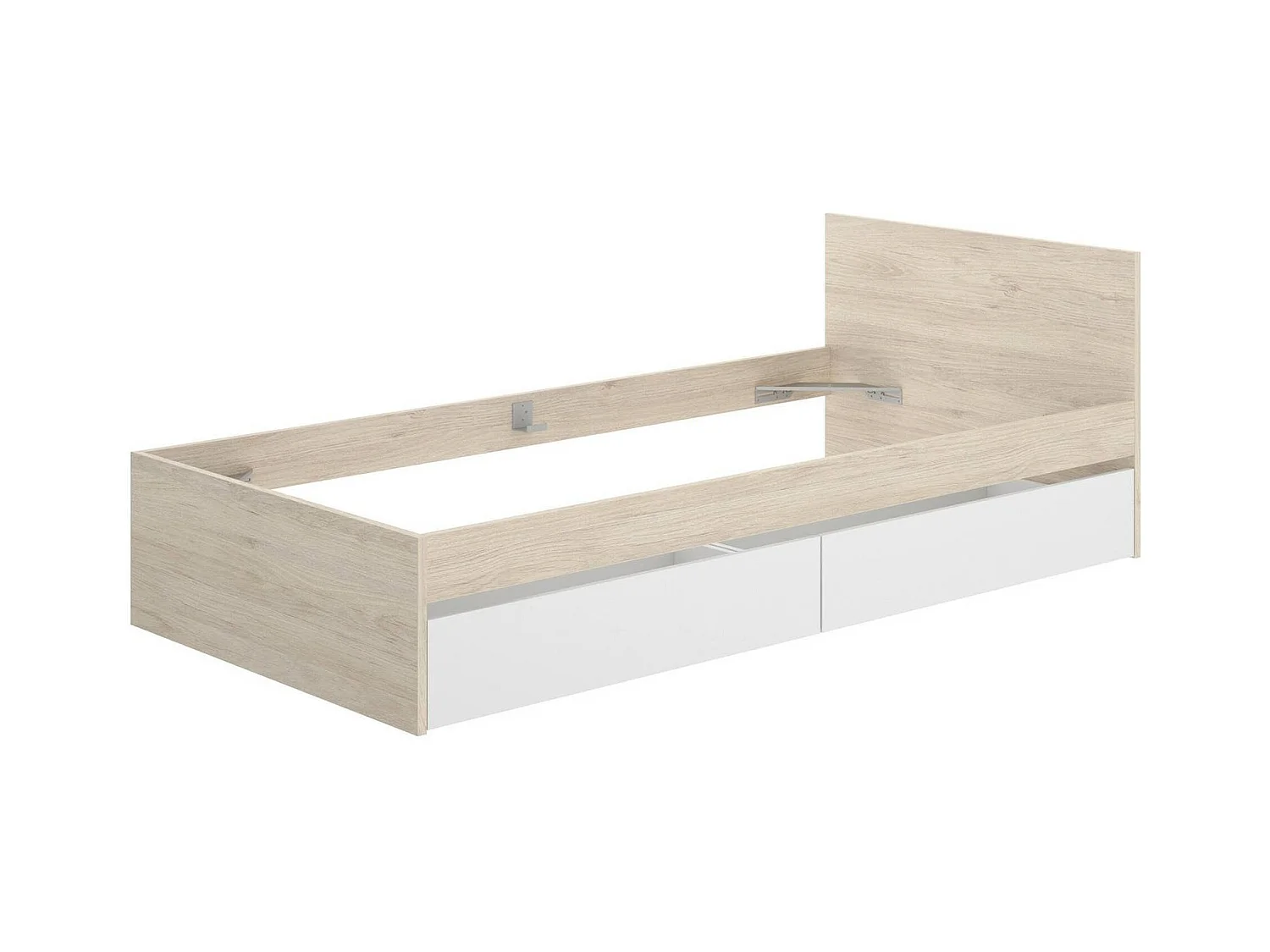 Dglove eenpersoonsbed, Sommier voor slaapkamer, Bedframe voor kamer, Matrashouderstructuur, 96x195 h67 cm, Wit en Eiken