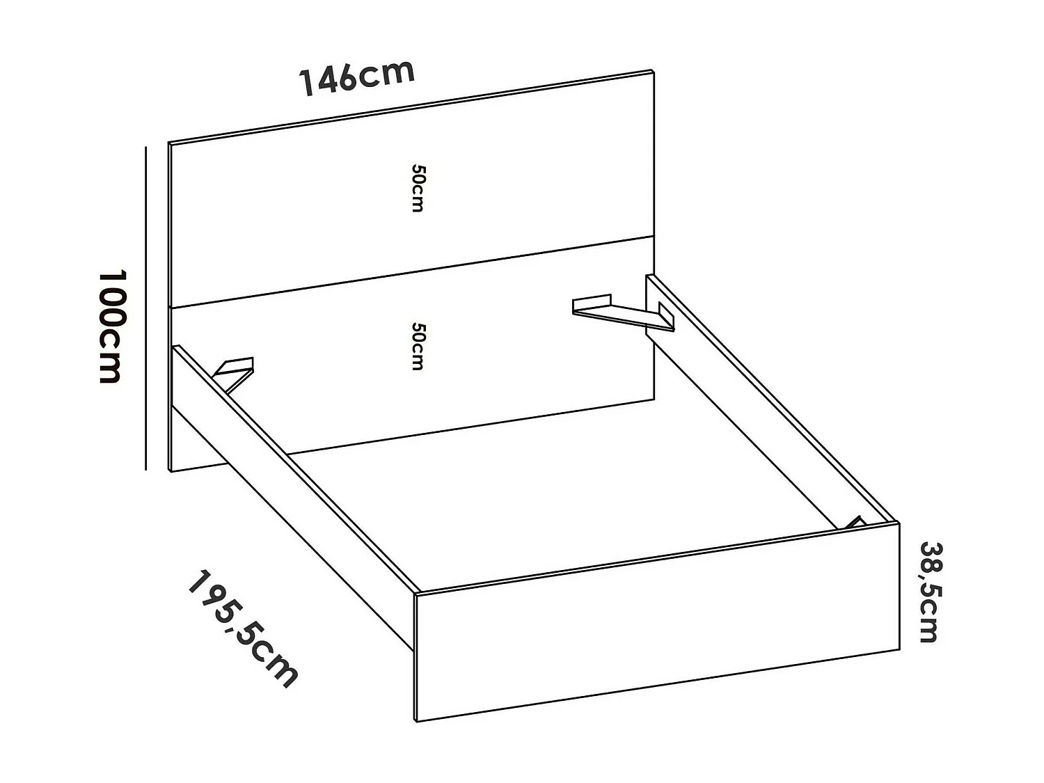 Doppelbett Ddavi, Struktur des Container-Betts, Sommier mit Verkleidung, Matratzenhalterstruktur, 166x205 h100 cm, WeiÃŸ