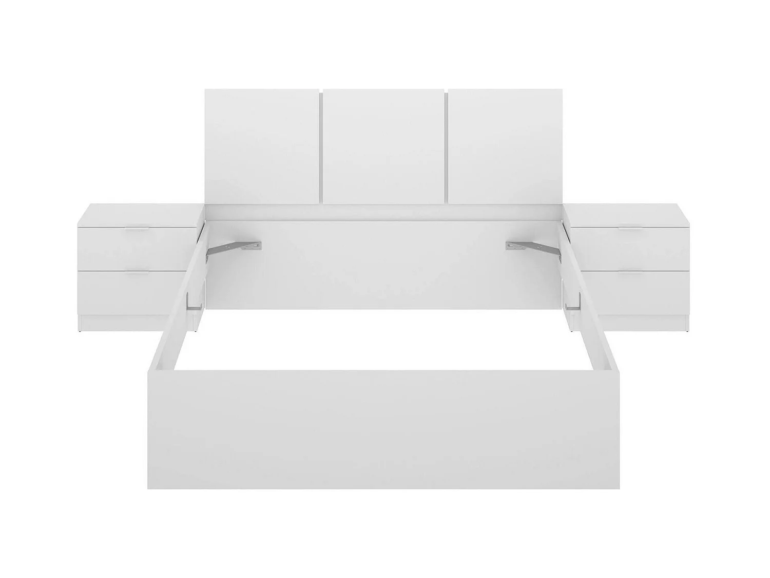 Dtaylo tweepersoonsbed, Sommier voor slaapkamer, Bedframe voor kamer, Matrashouderstructuur, 267x205 h96 cm, Wit