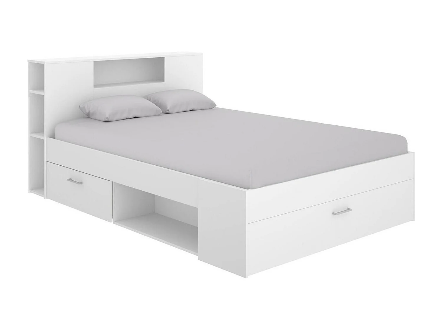 Lit double Dconner, Sommier pour chambre, Literie par chambre, Support de matelas, 150x219 h95 cm, Blanc