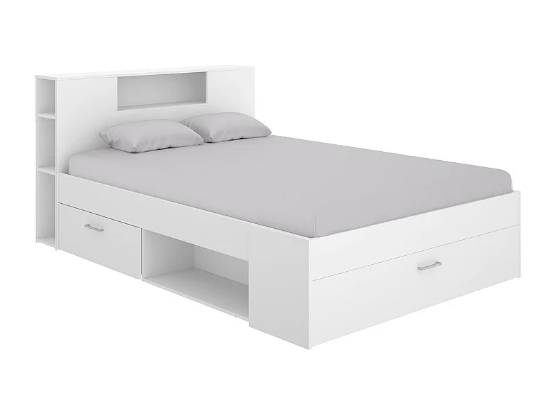 Lit double Dconner, Sommier pour chambre, Literie par chambre, Support de matelas, 150x219 h95 cm, Blanc