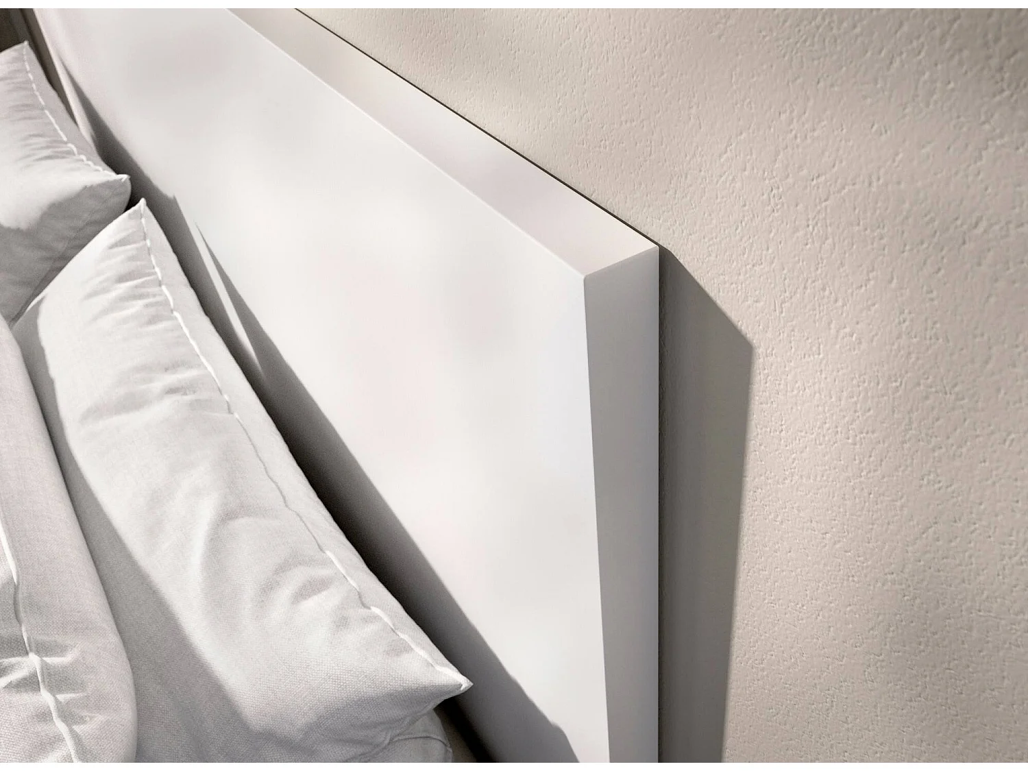 Lit double Dhu, Sommier pour chambre, Literie par chambre, Support de matelas, 146x195 h100 cm, Blanc