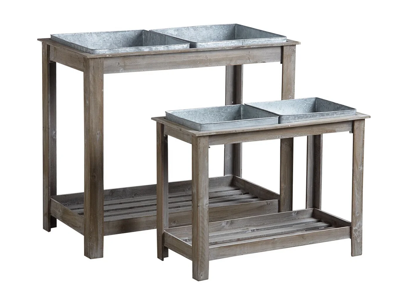 Potager surélevé en bois et métal (Lot de 2)