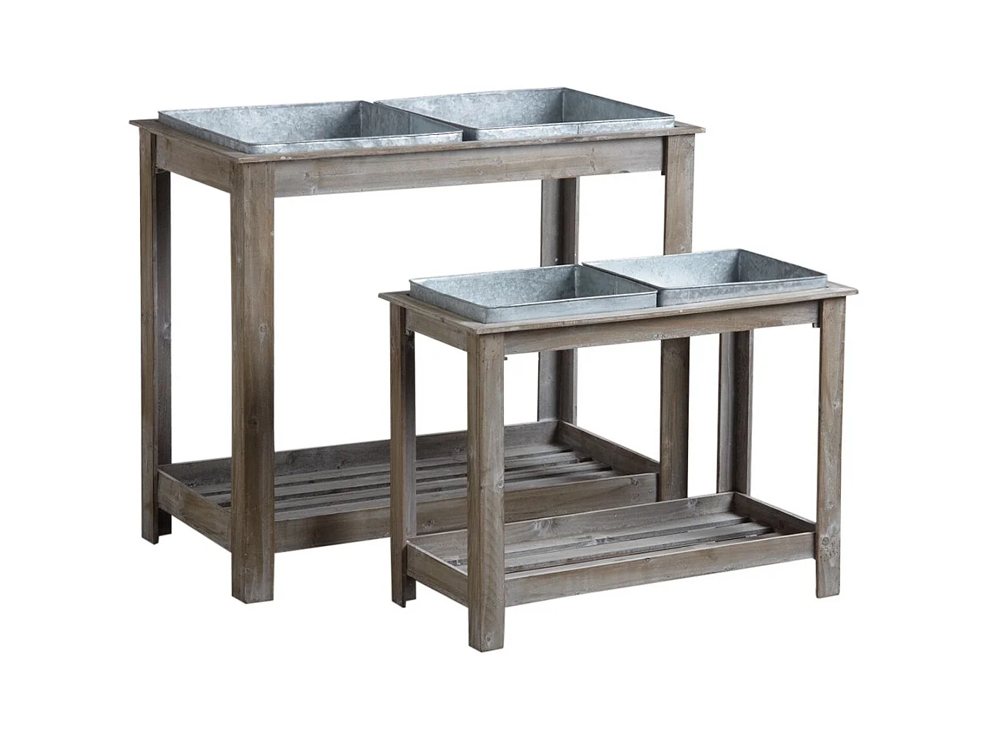 Potager surélevé en bois et métal (Lot de 2)