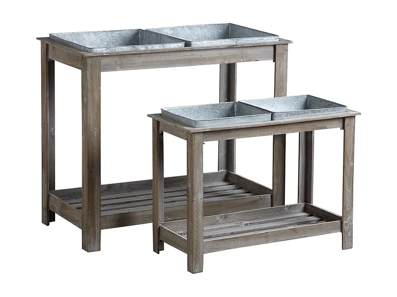 Potager surélevé en bois et métal (Lot de 2)