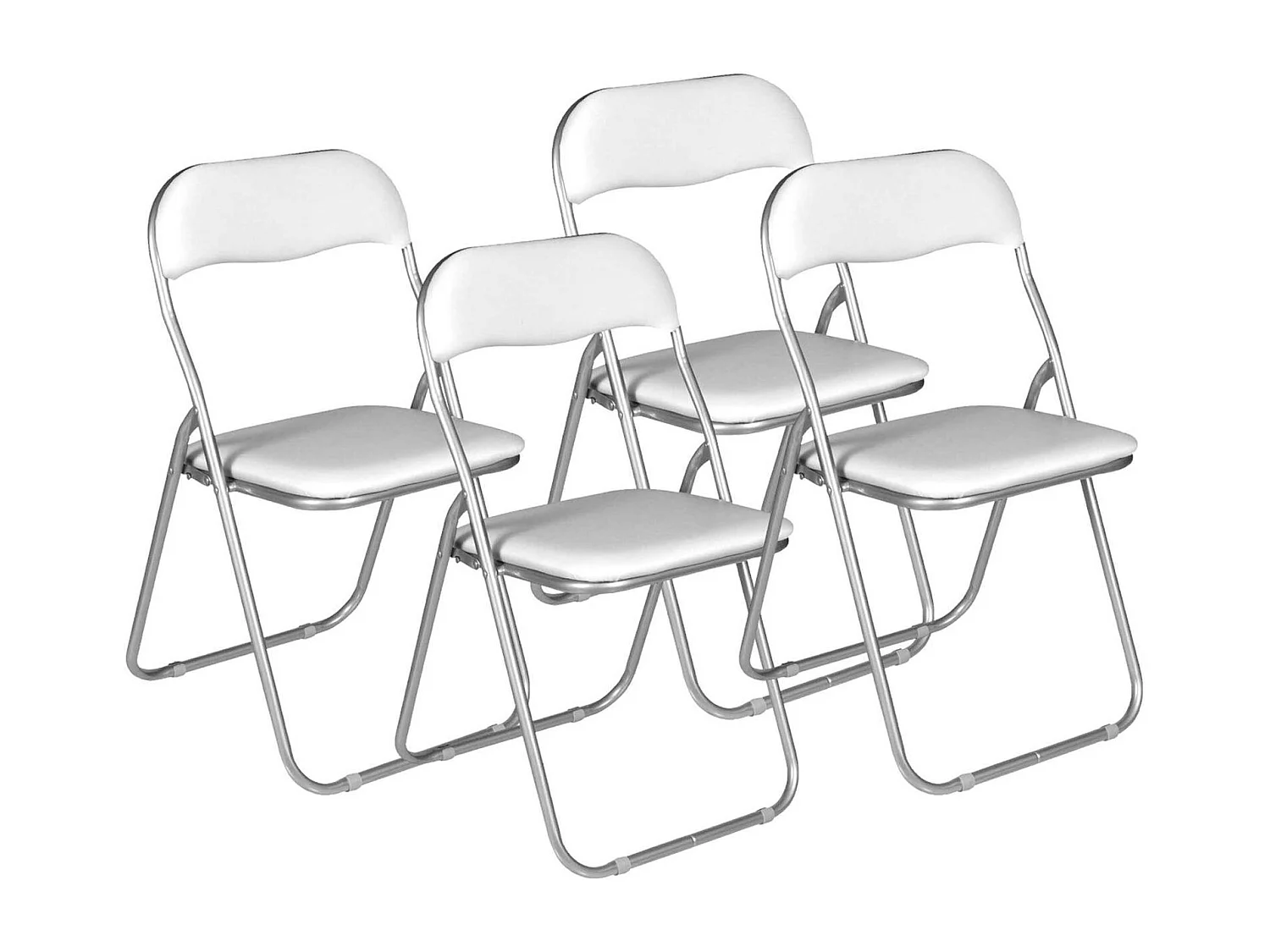 Conjunto de 4 cadeiras dobráveis â€<â€<Dgraf, poltrona que poupa espaço, cadeira para convidados, assento de reunião em ecopele, 43x47h80 cm, branco