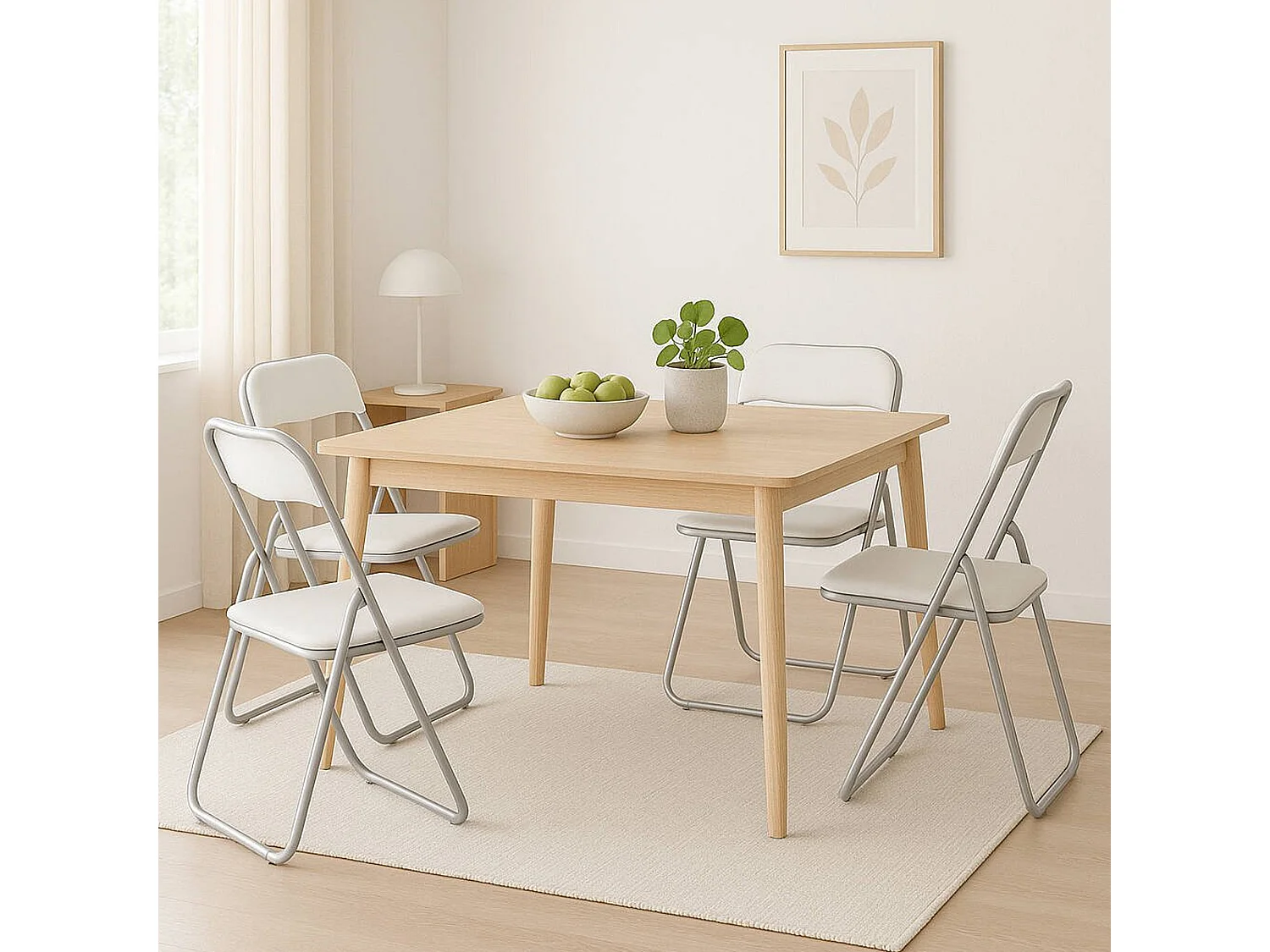 Set mit 4 Dgraf-Klappstühlen, platzsparender Sessel, Gästestuhl, Besprechungssitz aus Kunstleder, 43 x 47 x 80 cm, WeiÃŸ