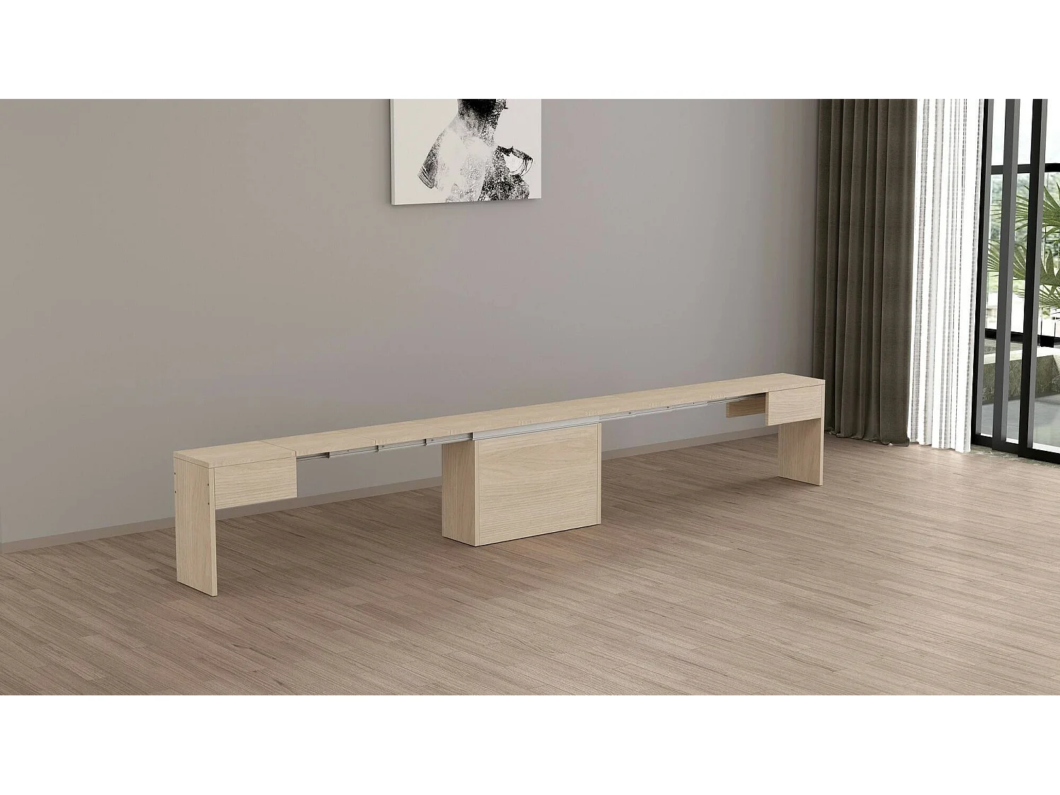 Dollocol Bank, Zitplaats voor eettafel, Enkele uitschuifbare bank, 290x25h45 cm, Olmo