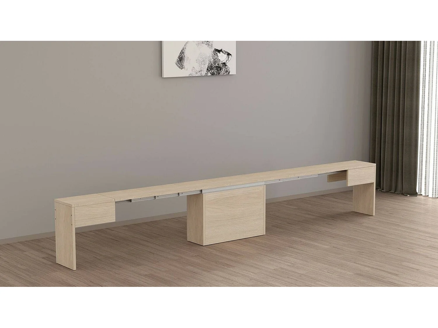 Banc Dollocol, Siège pour table à manger, Banc simple extensible, 290x25h45 cm, Olmo
