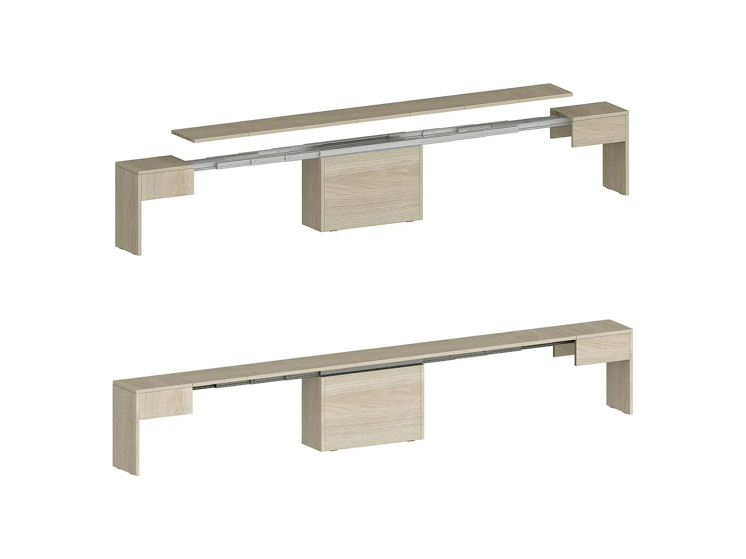 Banc Dollocol, Siège pour table à manger, Banc simple extensible, 290x25h45 cm, Olmo