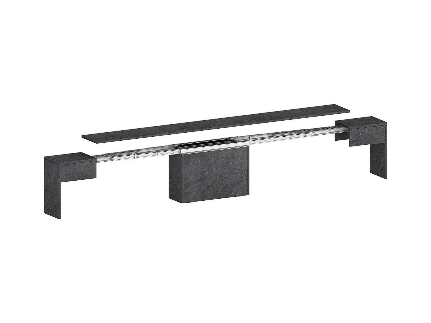 Banc Dollocol, Siège pour table à manger, Banc simple extensible, 290x25h45 cm, Ardoise