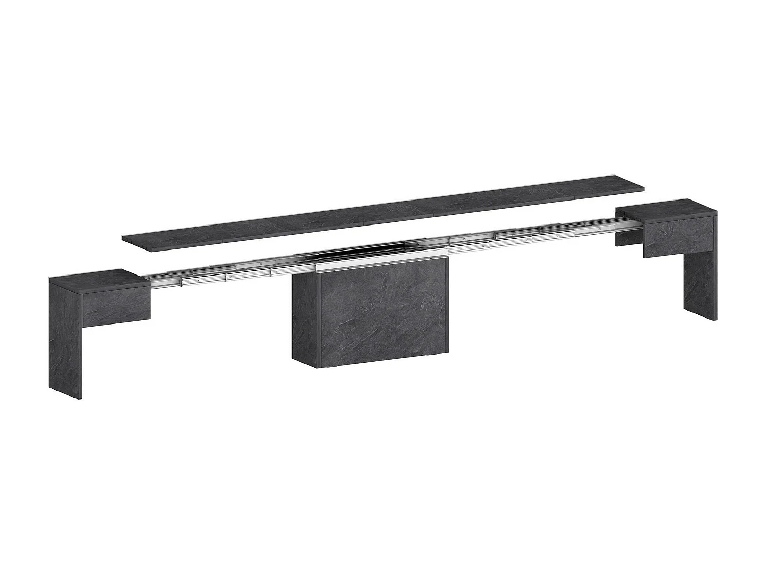 Banc Dollocol, Siège pour table à manger, Banc simple extensible, 290x25h45 cm, Ardoise