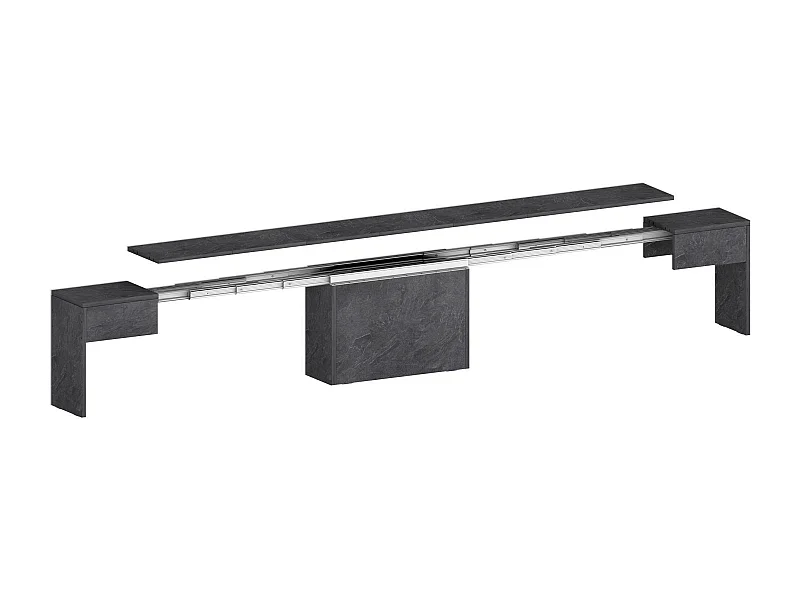Banc Dollocol, Siège pour table à manger, Banc simple extensible, 290x25h45 cm, Ardoise