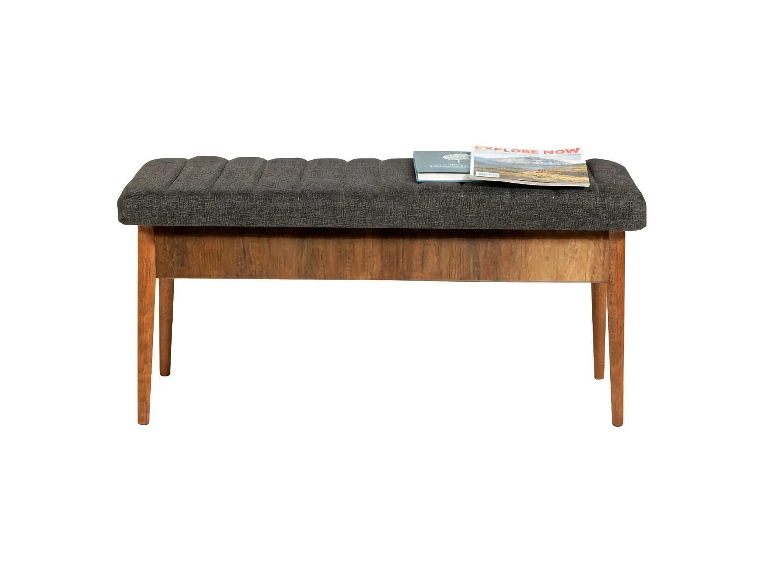 Bank Arielli, draagvermogen 130 kg, 110x40x48h cm walnootbruin, framekleur zwart, zithoogte 48 cm