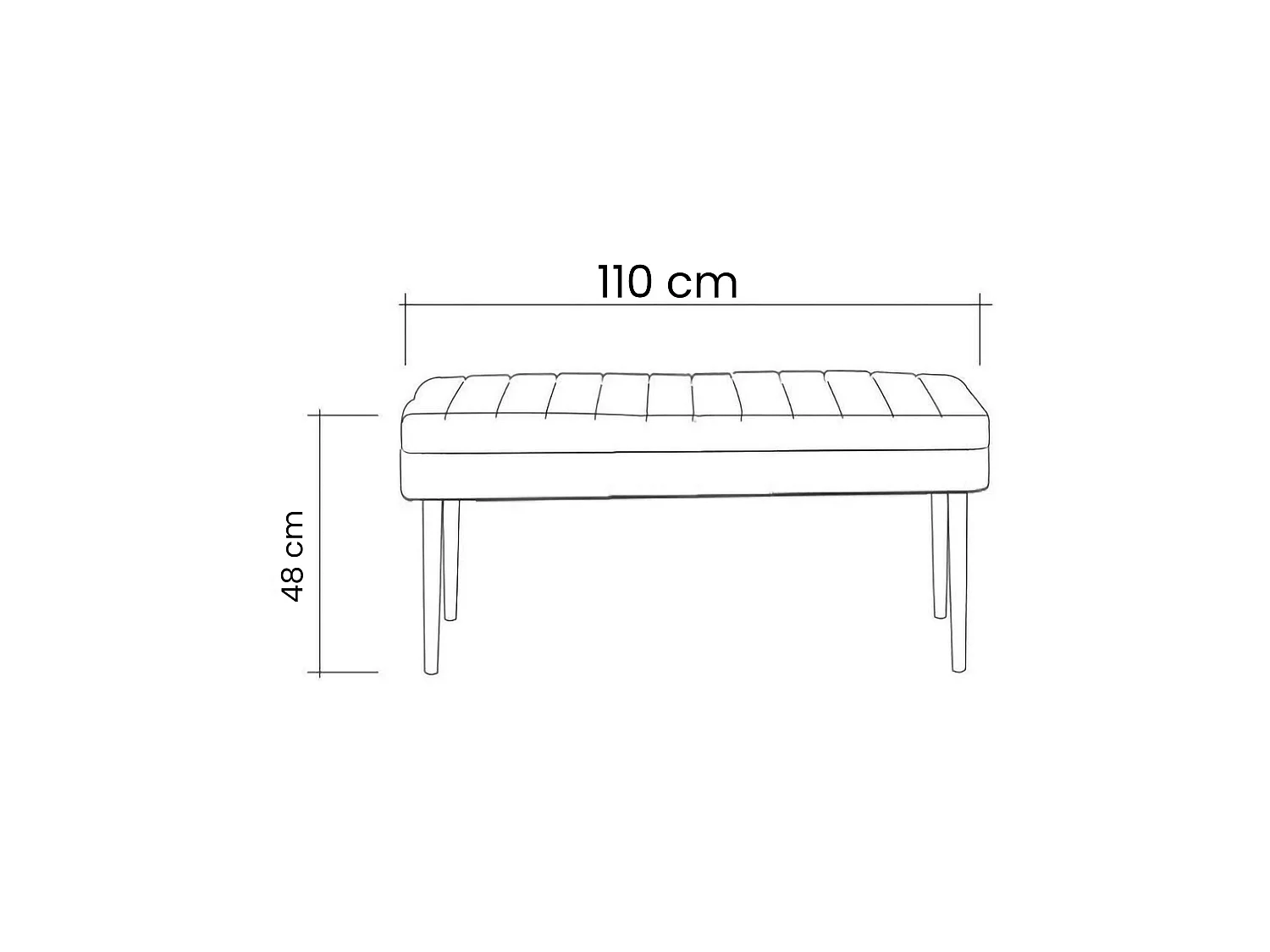 Bank Arielli, draagvermogen 130 kg, 110x40x48h cm walnootbruin, framekleur zwart, zithoogte 48 cm