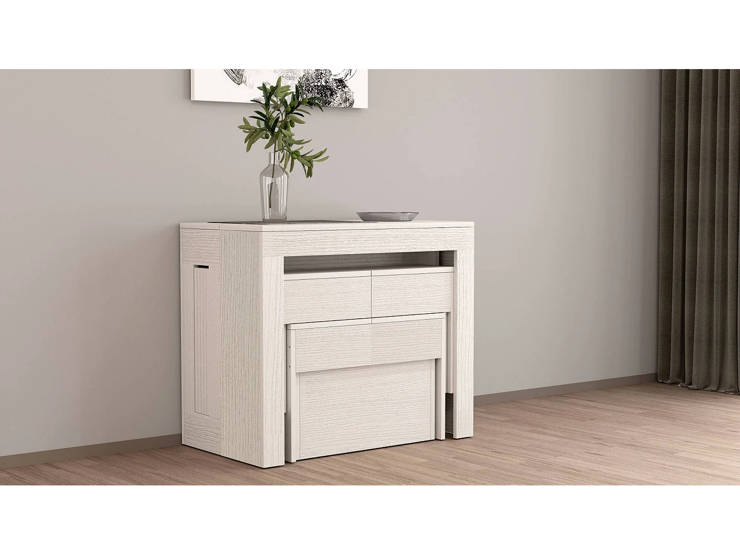 Dcolasuon bank, Set van 2 stoelen voor eettafel, Uitschuifbare banken, 290x25h45 cm, Wit