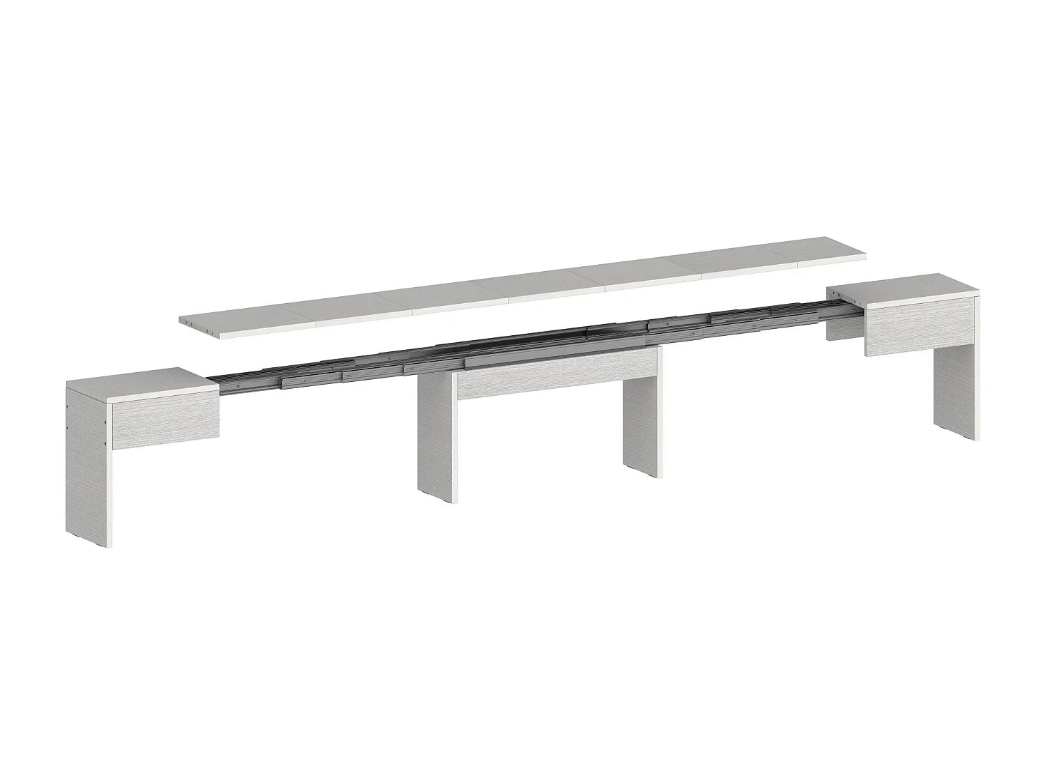 Banc Dcolasuon, Lot de 2 Sièges pour table à manger, Bancs extensibles, 290x25h45 cm, Blanc