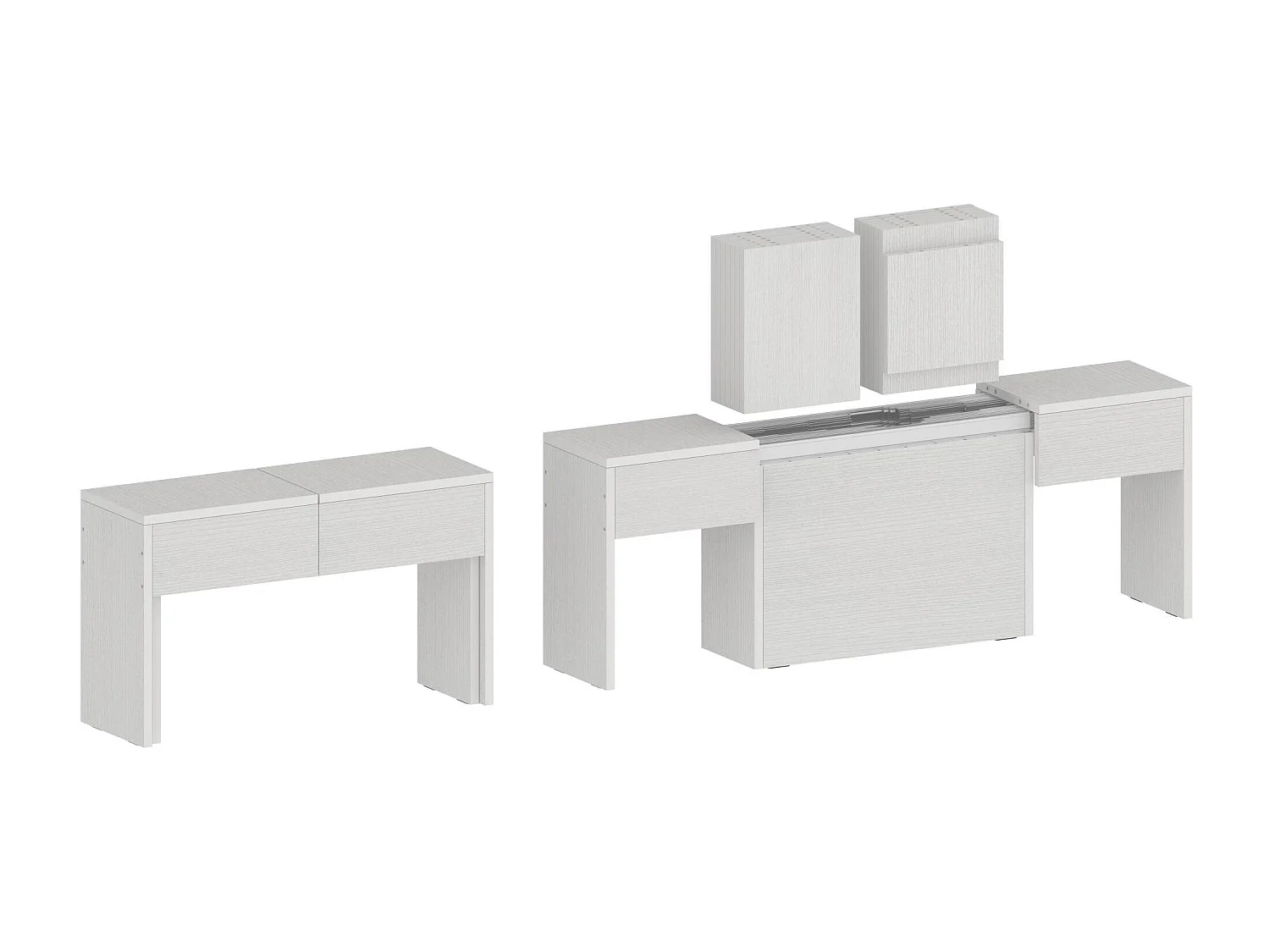 Banc Dcolasuon, Lot de 2 Sièges pour table à manger, Bancs extensibles, 290x25h45 cm, Blanc