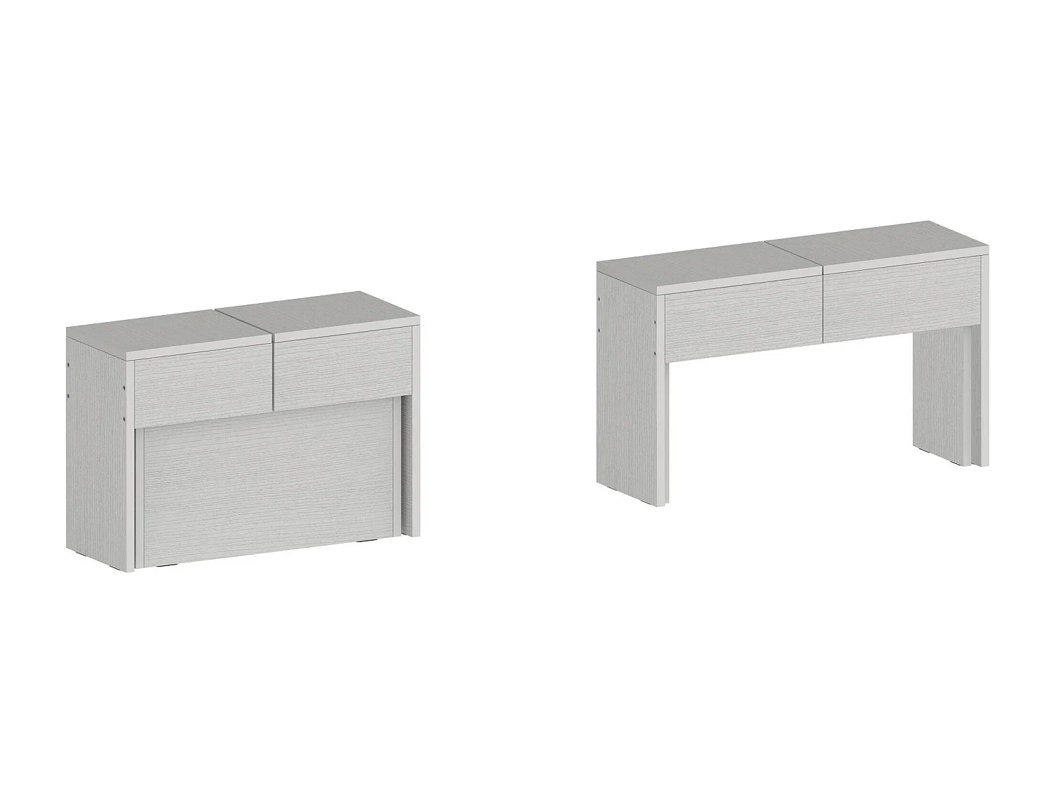 Dcolasuon bank, Set van 2 stoelen voor eettafel, Uitschuifbare banken, 290x25h45 cm, Wit