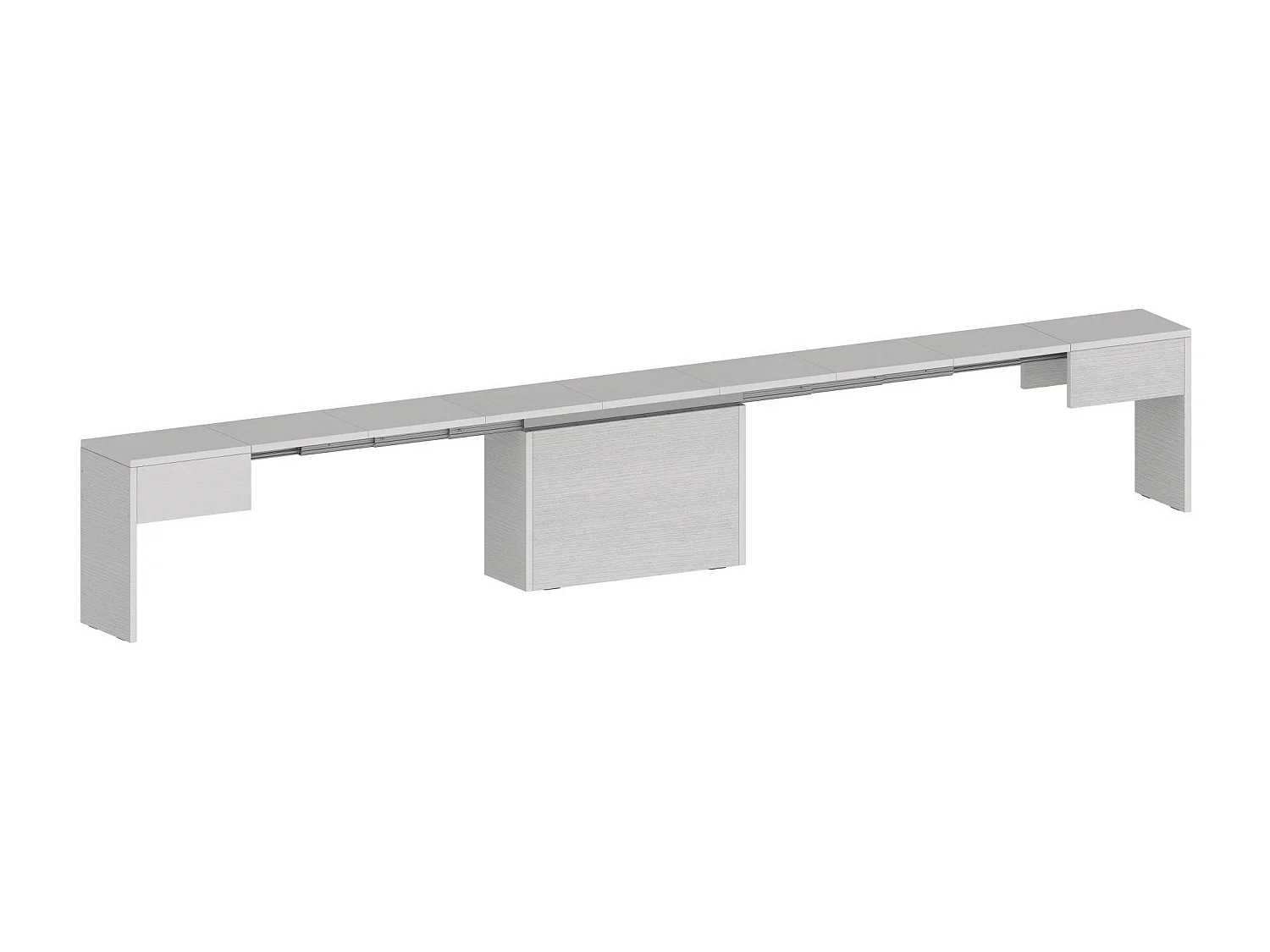 Dcolasuon bank, Set van 2 stoelen voor eettafel, Uitschuifbare banken, 290x25h45 cm, Wit