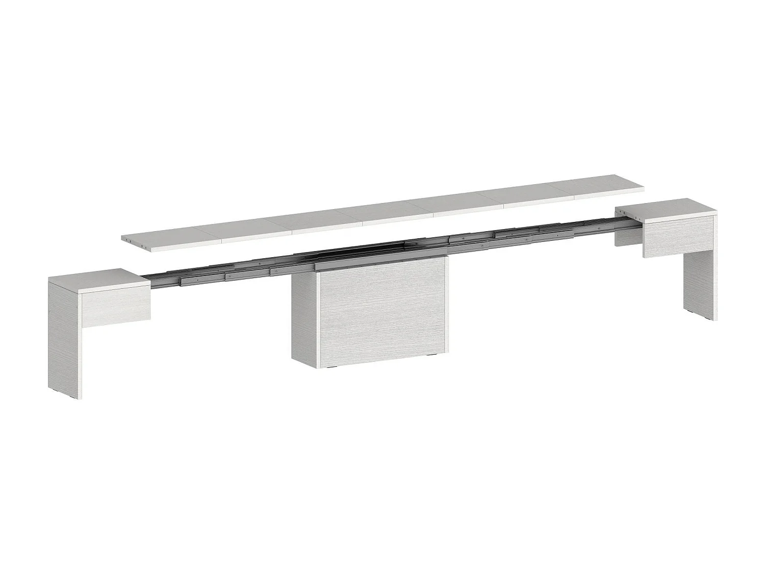 Banc Dcolasuon, Lot de 2 Sièges pour table à manger, Bancs extensibles, 290x25h45 cm, Blanc