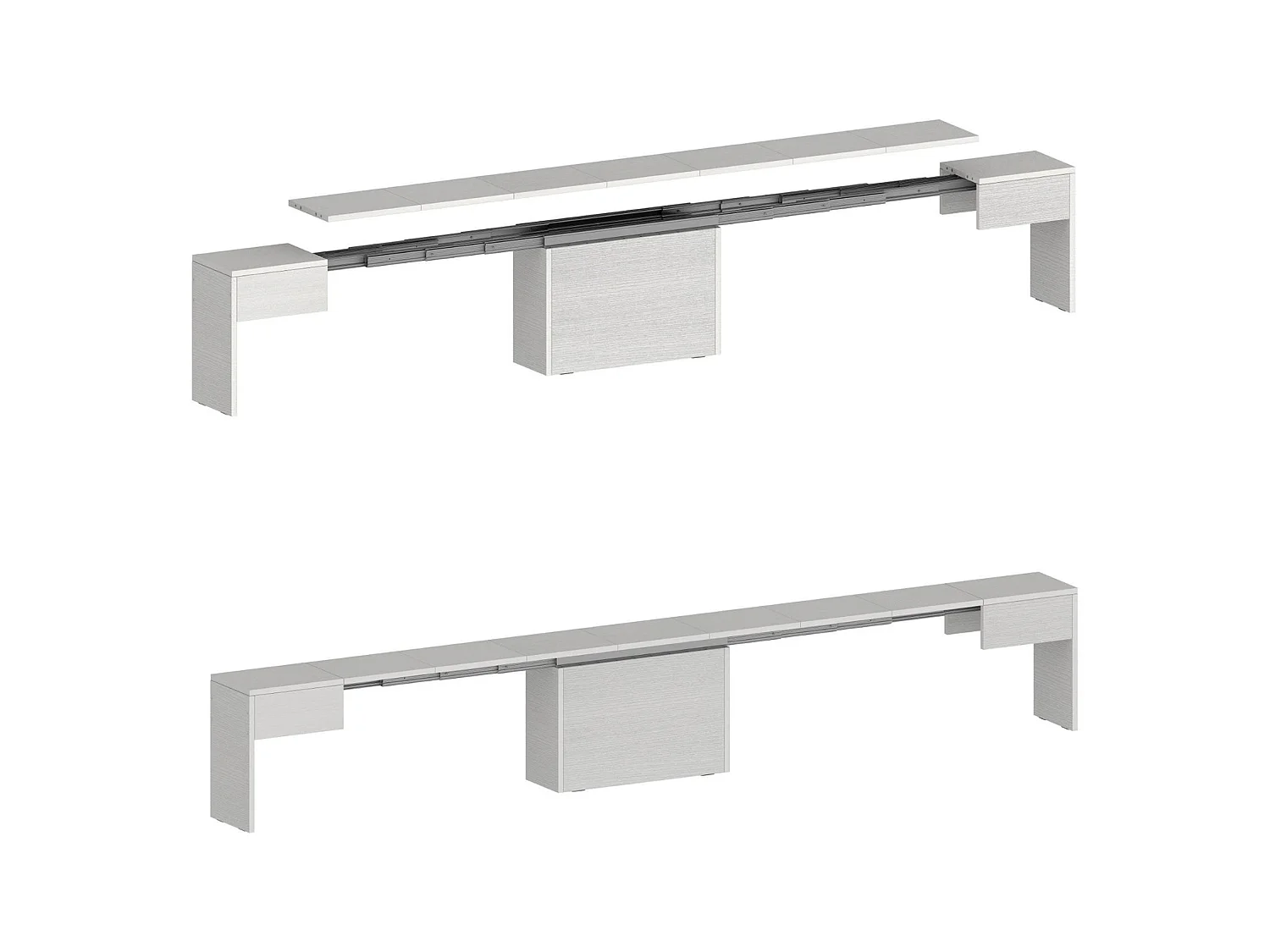 Banc Dcolasuon, Lot de 2 Sièges pour table à manger, Bancs extensibles, 290x25h45 cm, Blanc