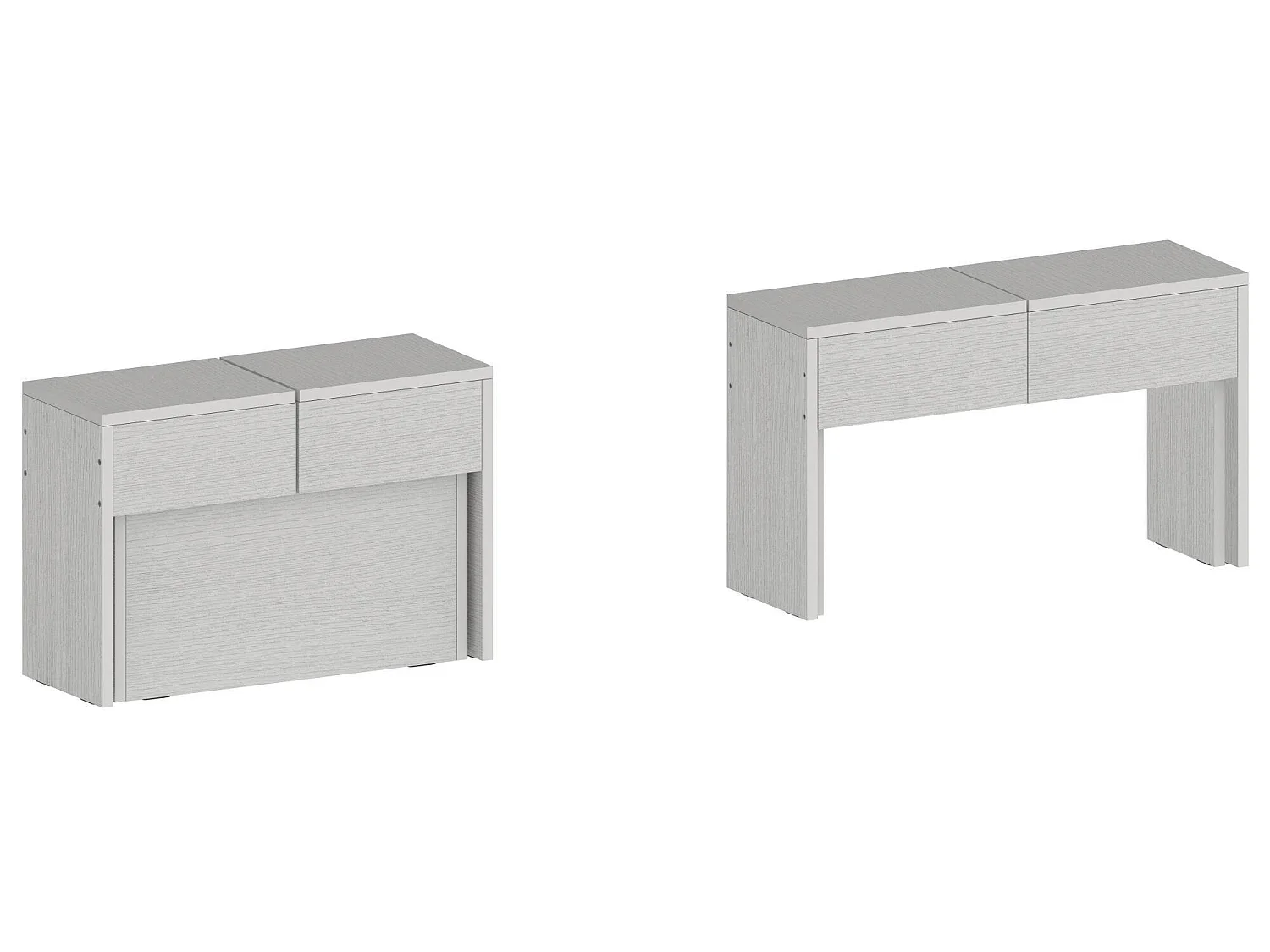 Banc Dcolasuon, Lot de 2 Sièges pour table à manger, Bancs extensibles, 290x25h45 cm, Blanc