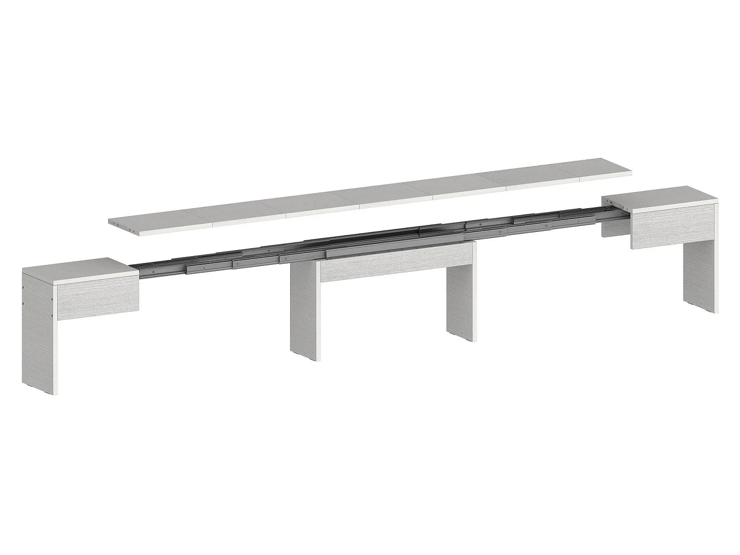 Banc Dcolasuon, Lot de 2 Sièges pour table à manger, Bancs extensibles, 290x25h45 cm, Blanc