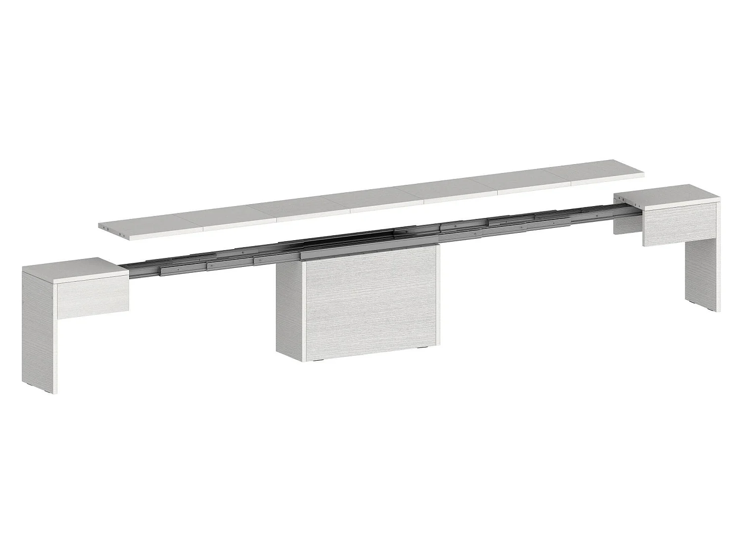 Banc Dcolasuon, Lot de 2 Sièges pour table à manger, Bancs extensibles, 290x25h45 cm, Blanc