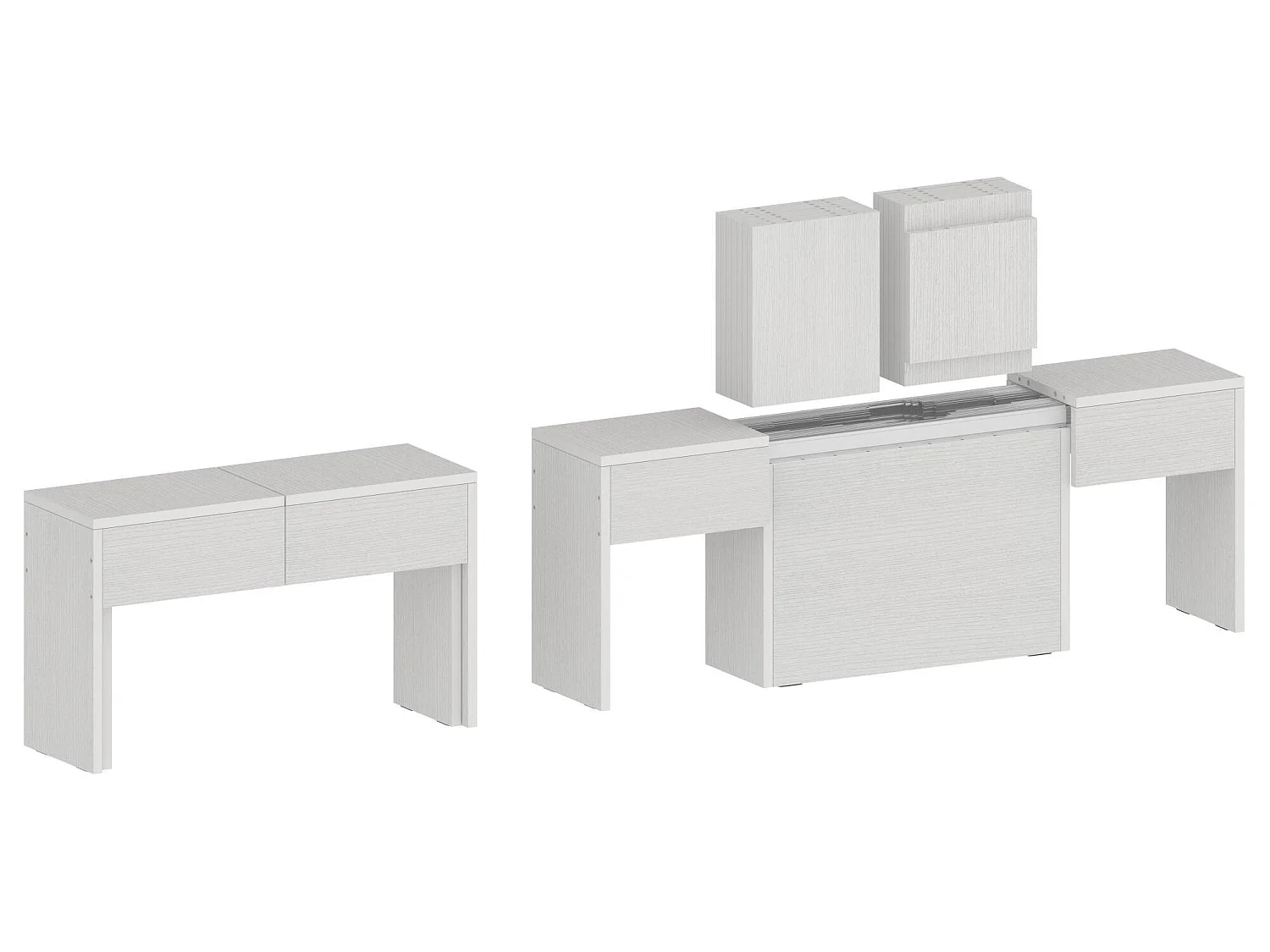 Banc Dcolasuon, Lot de 2 Sièges pour table à manger, Bancs extensibles, 290x25h45 cm, Blanc
