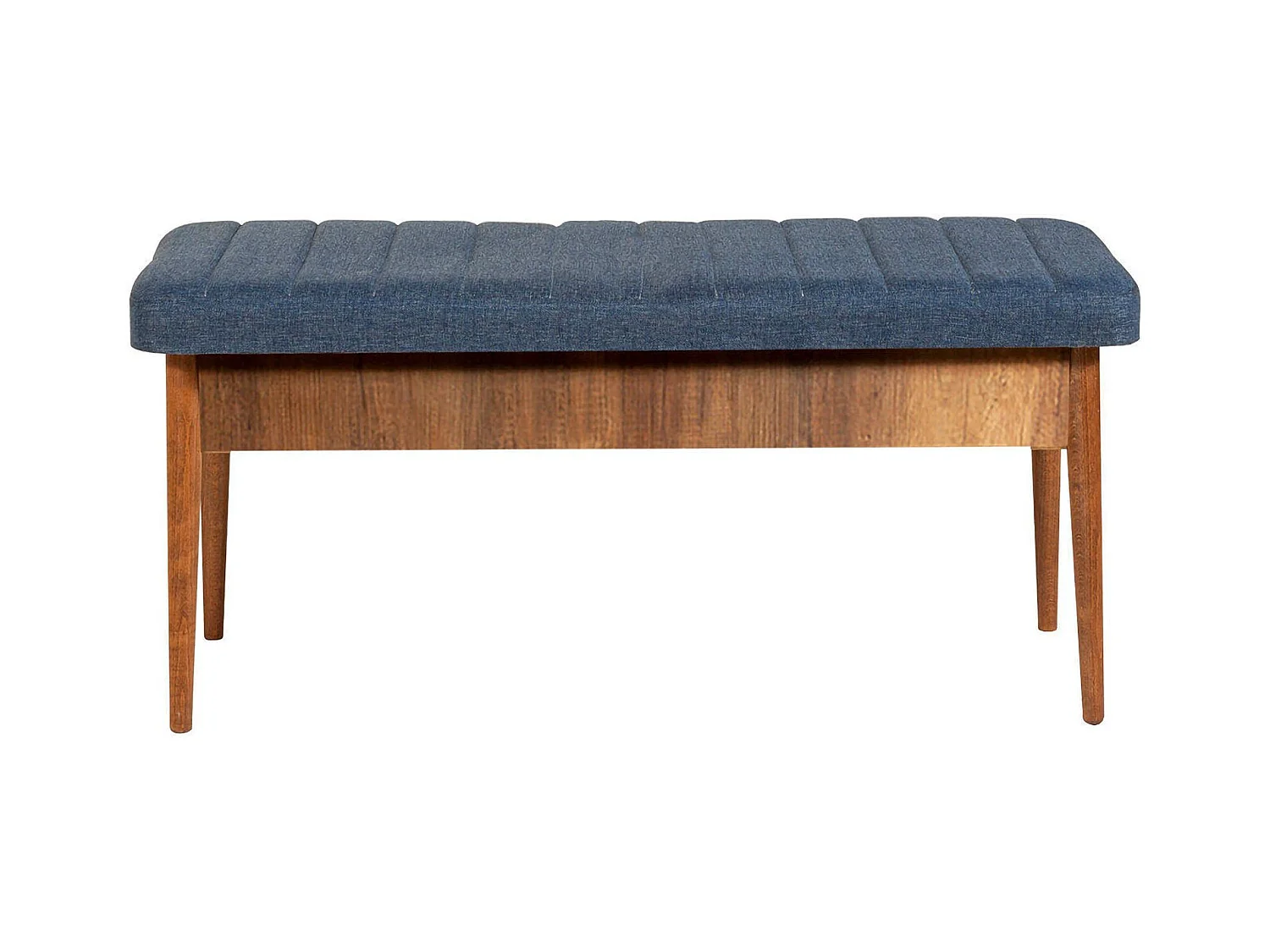 Banc Djansru, Banc polyvalent, Sièges pour les invités, Coffre multifonctionnel, 110x40 h48 cm, Noyer et bleu