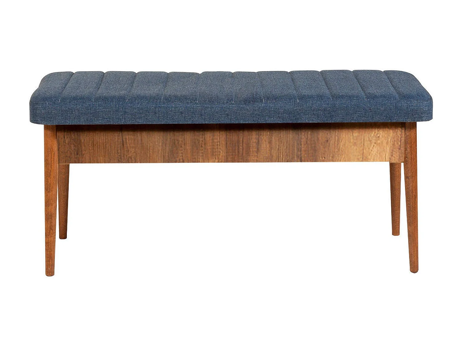Banco Djansru, Banco multiusos, Assento de convidado, Arca multifunções, 110x40 h48 cm, Nogueira e Azul