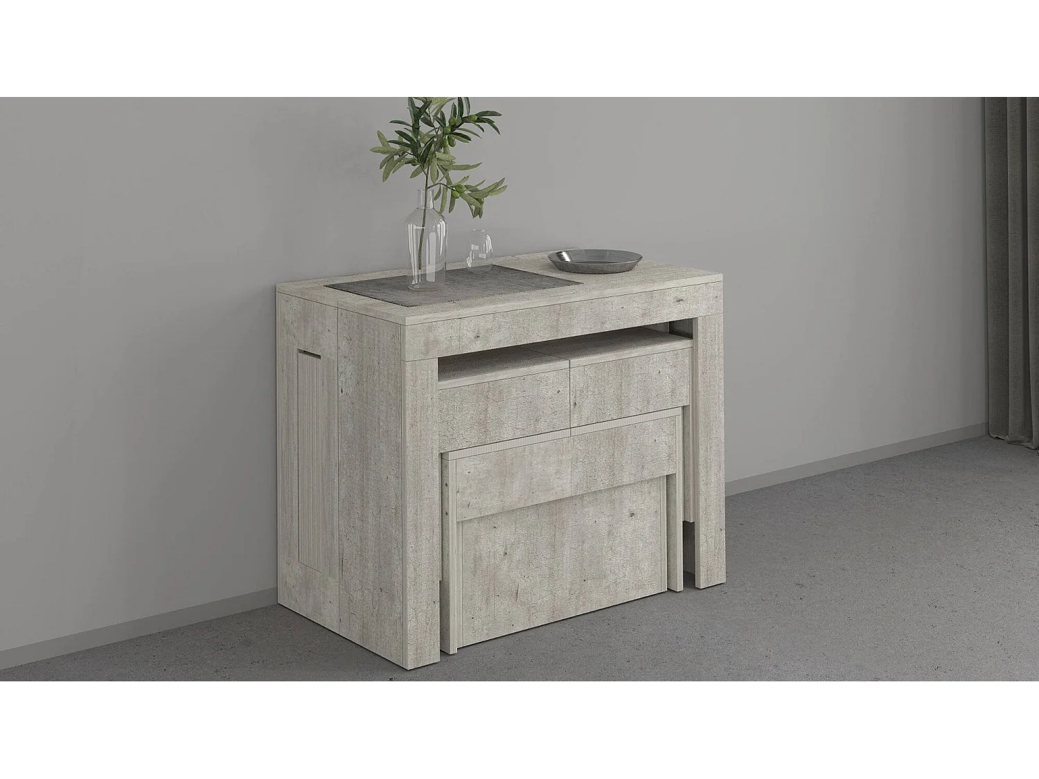 Banc Dcolasuon, Lot de 2 Sièges pour table à manger, Bancs extensibles, 290x25h45 cm, Ciment