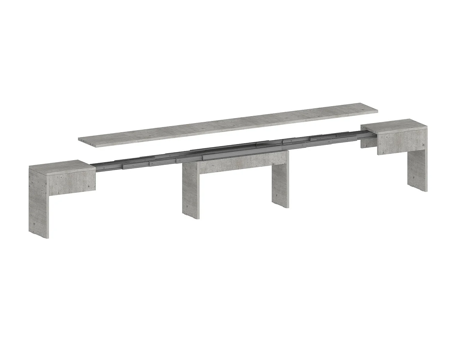 Banc Dcolasuon, Lot de 2 Sièges pour table à manger, Bancs extensibles, 290x25h45 cm, Ciment