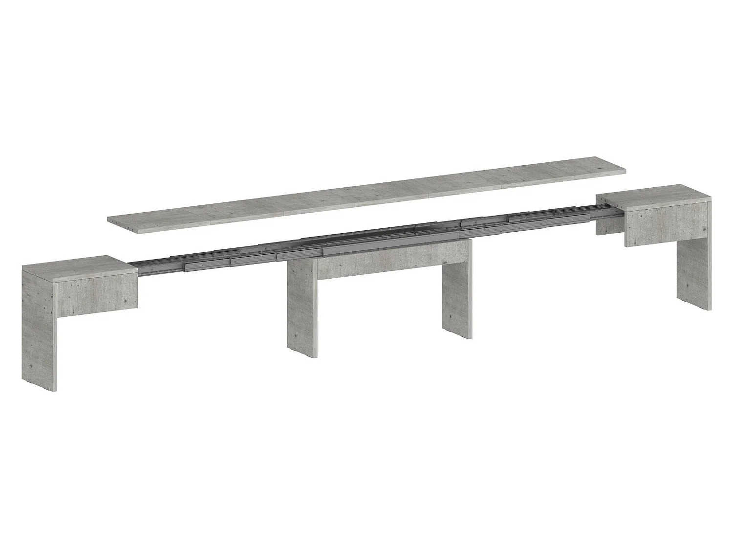 Banc Dcolasuon, Lot de 2 Sièges pour table à manger, Bancs extensibles, 290x25h45 cm, Ciment