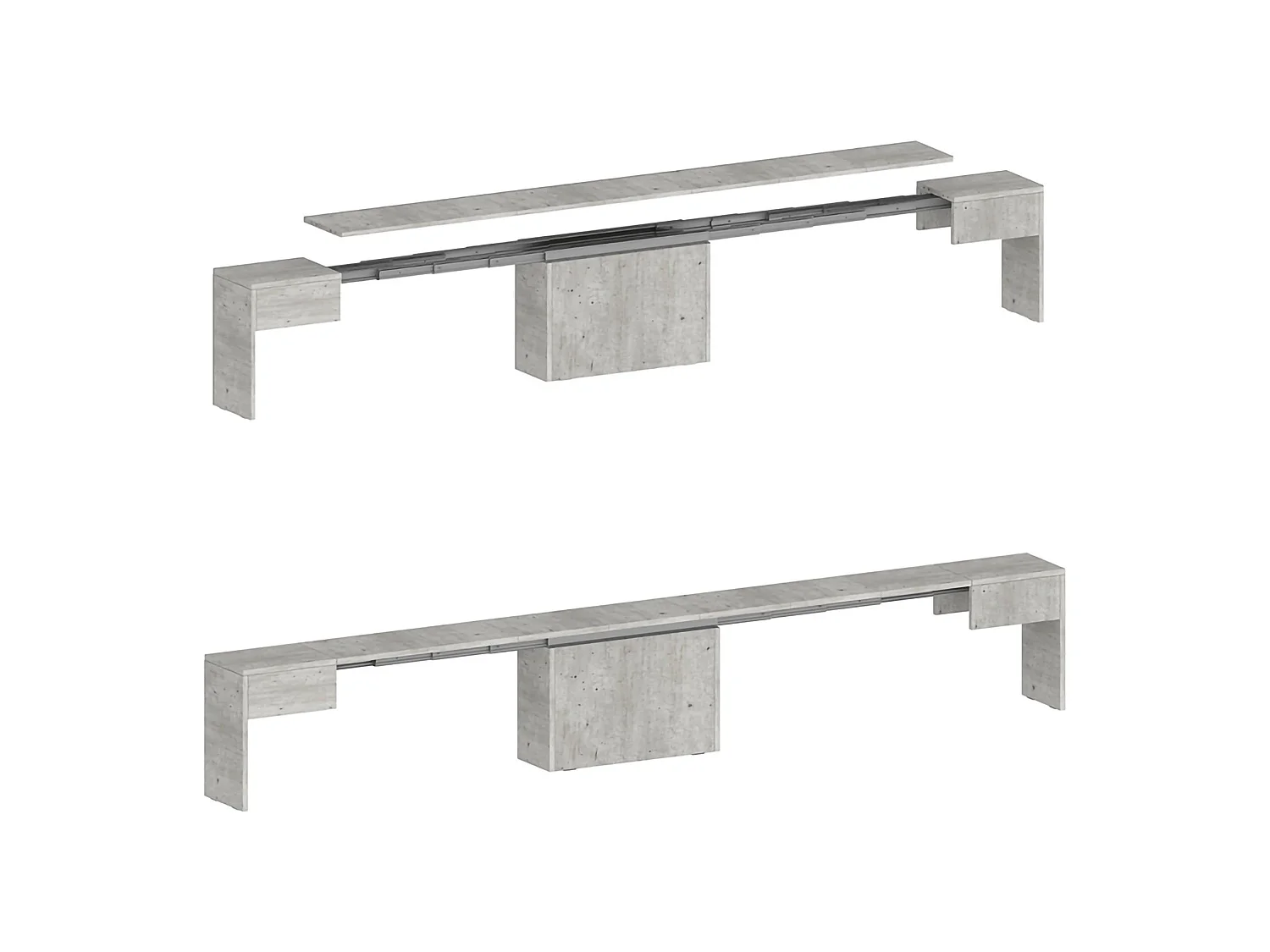 Banc Dcolasuon, Lot de 2 Sièges pour table à manger, Bancs extensibles, 290x25h45 cm, Ciment