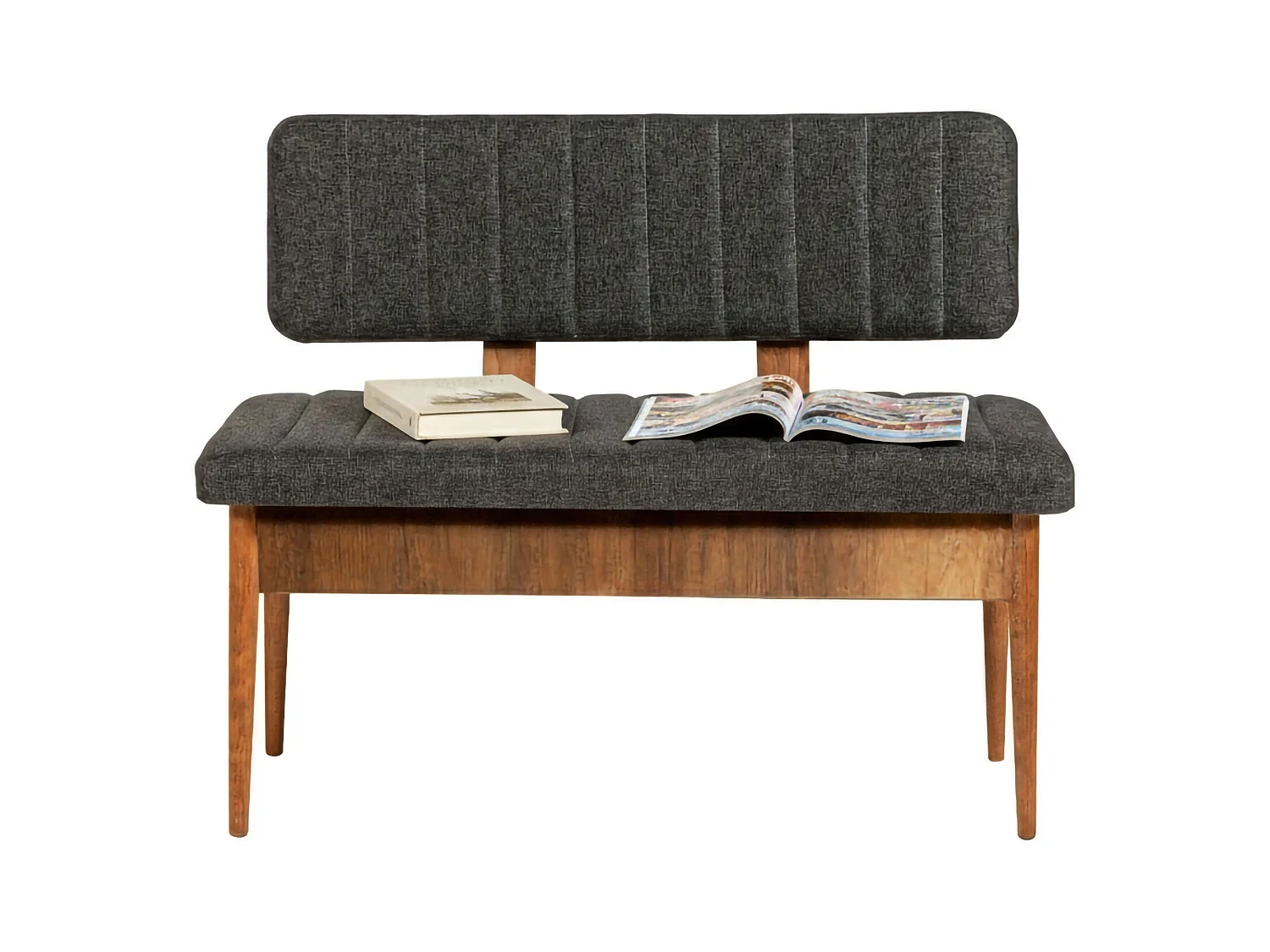 Bank Salento, draagvermogen 150 kg, 110x40x85h cm walnootbruin, framekleur zwart, zithoogte 48 cm