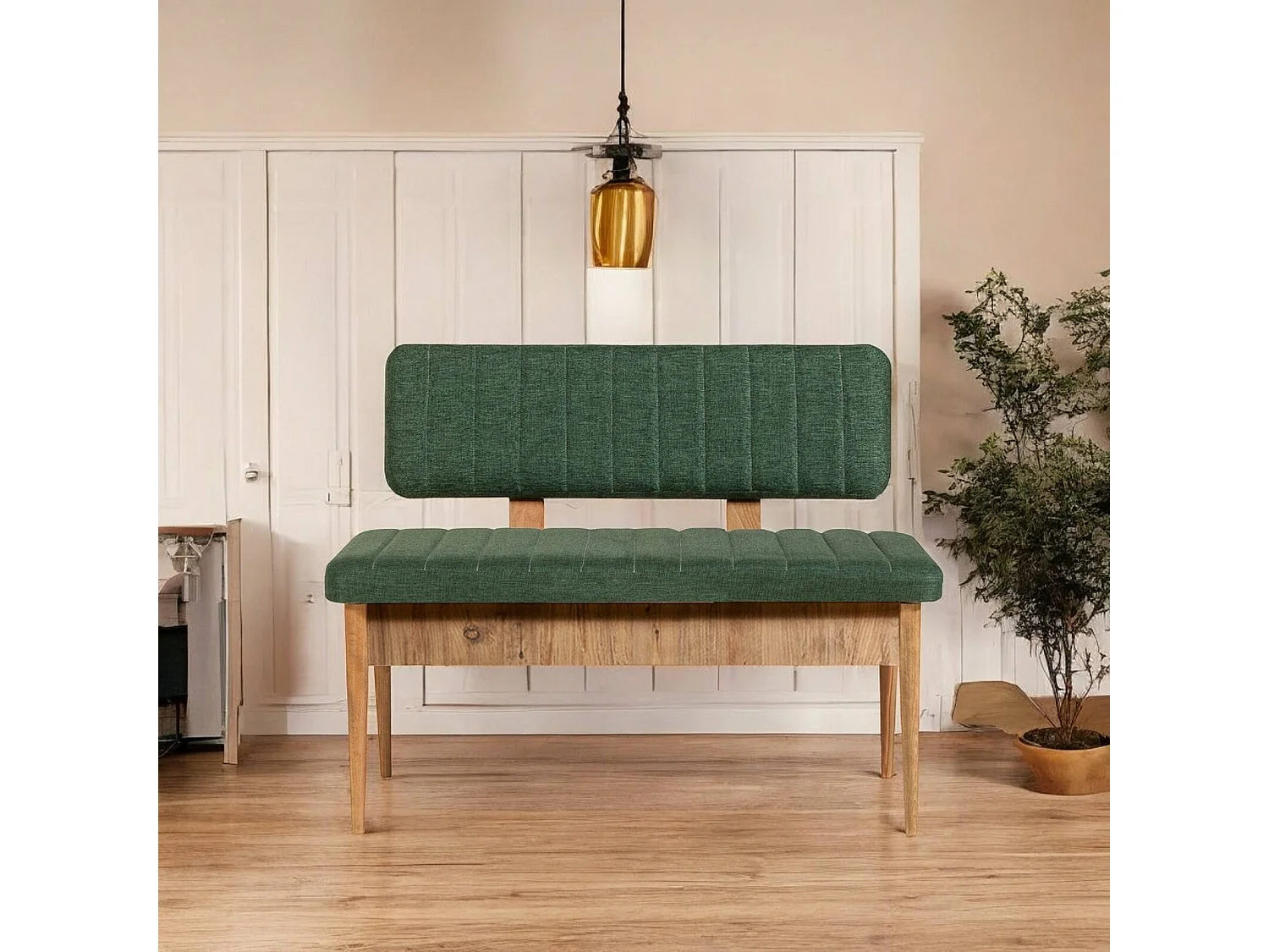 Bank Djansru, Mehrzweckbank, Gastplatz, Balkonbank mit mehreren Positionen, 110x40 h85 cm, Eiche und Grün