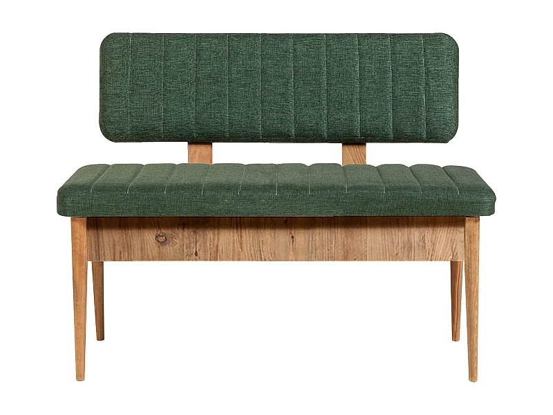Banc Djansru, Banc polyvalent, Sièges pour les invités, Coffre multifonctionnel, 110x40 h85 cm, Chêne et Vert