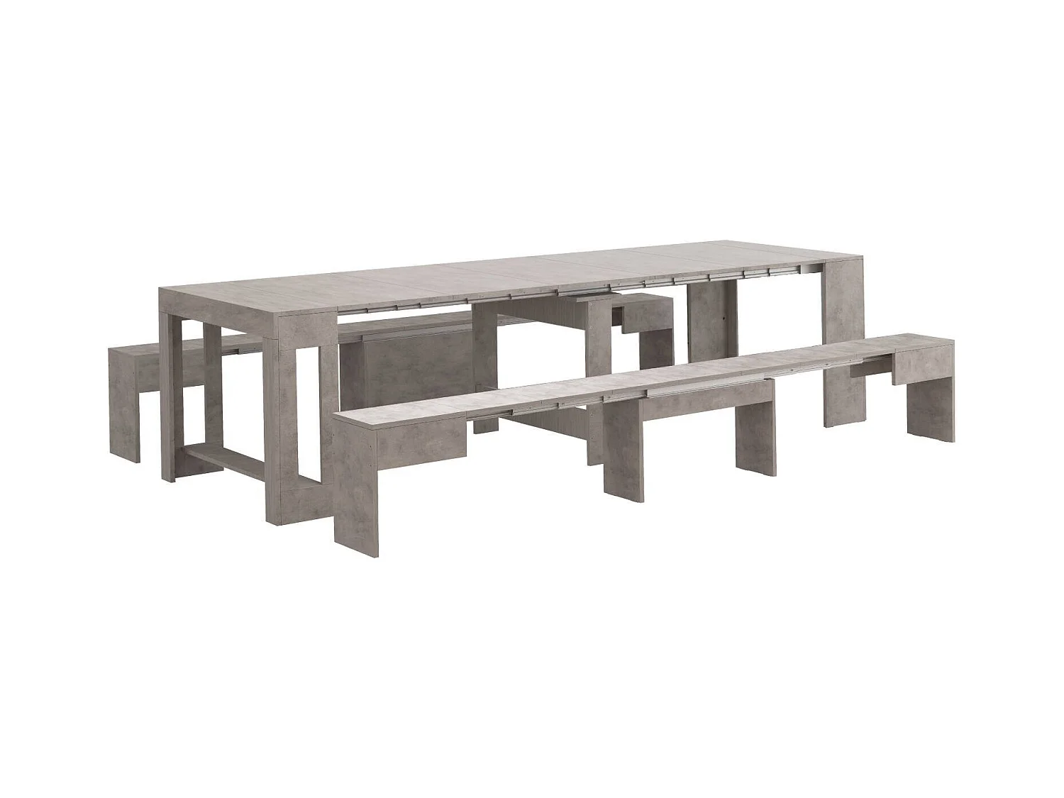 Banc Dcolasuon, Lot de 2 Sièges pour table à manger, Bancs extensibles, 290x25h45 cm, Gris