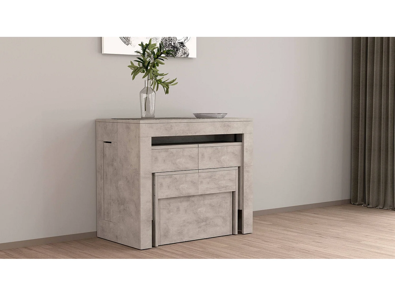 Banco Dcolasuon, Conjunto de 2 lugares para mesa de jantar, Bancos extensíveis, 290x25h45 cm, Cinza