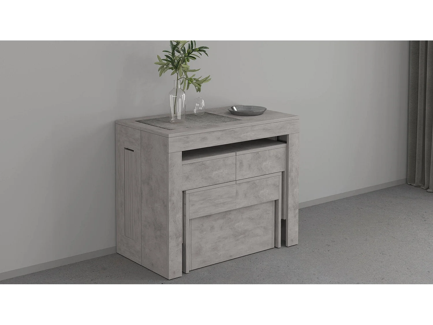 Dcolasuon bank, Set van 2 stoelen voor eettafel, Uitschuifbare banken, 290x25h45 cm, Grijs