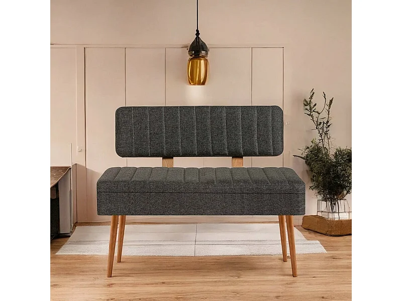 Bank Djansru, Mehrzweckbank, Gastplatz, Balkonbank mit mehreren Positionen, 90x39 h40 cm, Eiche und Anthrazit