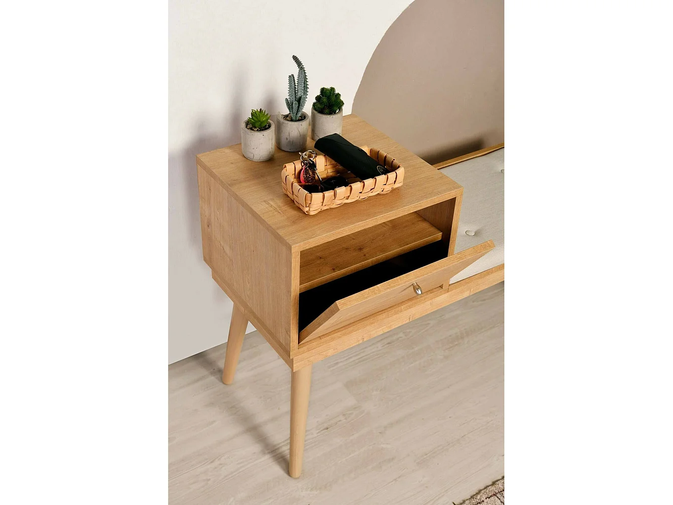 Banc Dabankwa, Banc polyvalent, Sièges pour les invités, Coffre multifonctionnel, 40x105h45 cm, Chêne et Crème