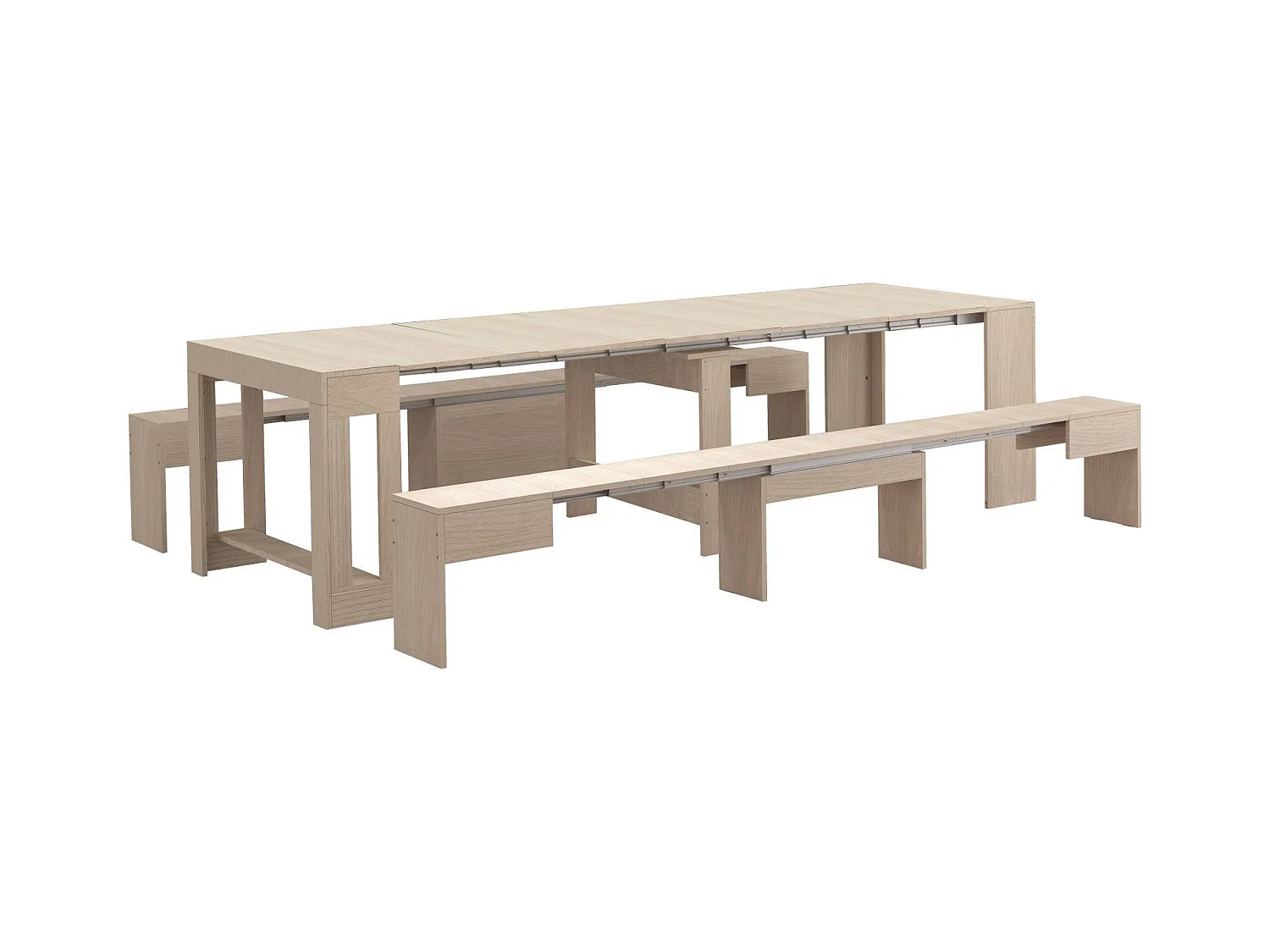 Dcolasuon bank, Set van 2 stoelen voor eettafel, Uitschuifbare banken, 290x25h45 cm, Olmo