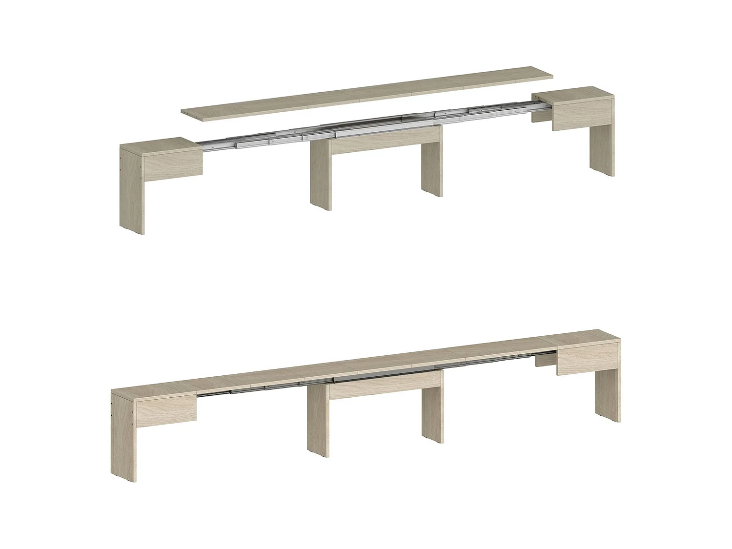 Banc Dcolasuon, Lot de 2 Sièges pour table à manger, Bancs extensibles, 290x25h45 cm, Olmo
