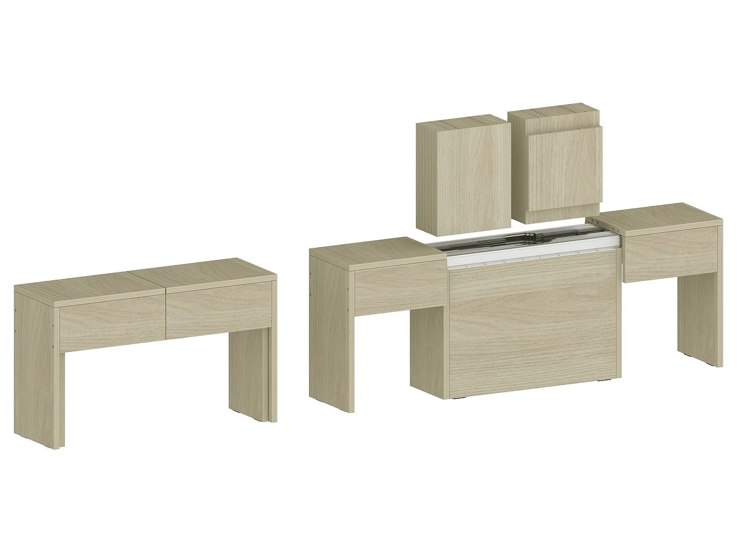 Banc Dcolasuon, Lot de 2 Sièges pour table à manger, Bancs extensibles, 290x25h45 cm, Olmo
