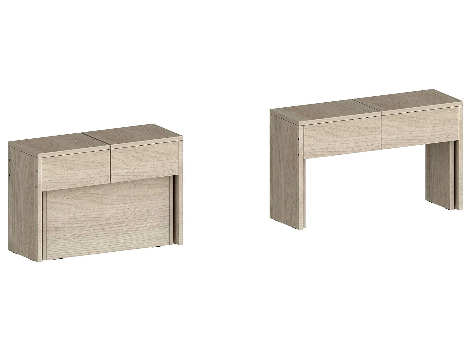 Banc Dcolasuon, Lot de 2 Sièges pour table à manger, Bancs extensibles, 290x25h45 cm, Olmo