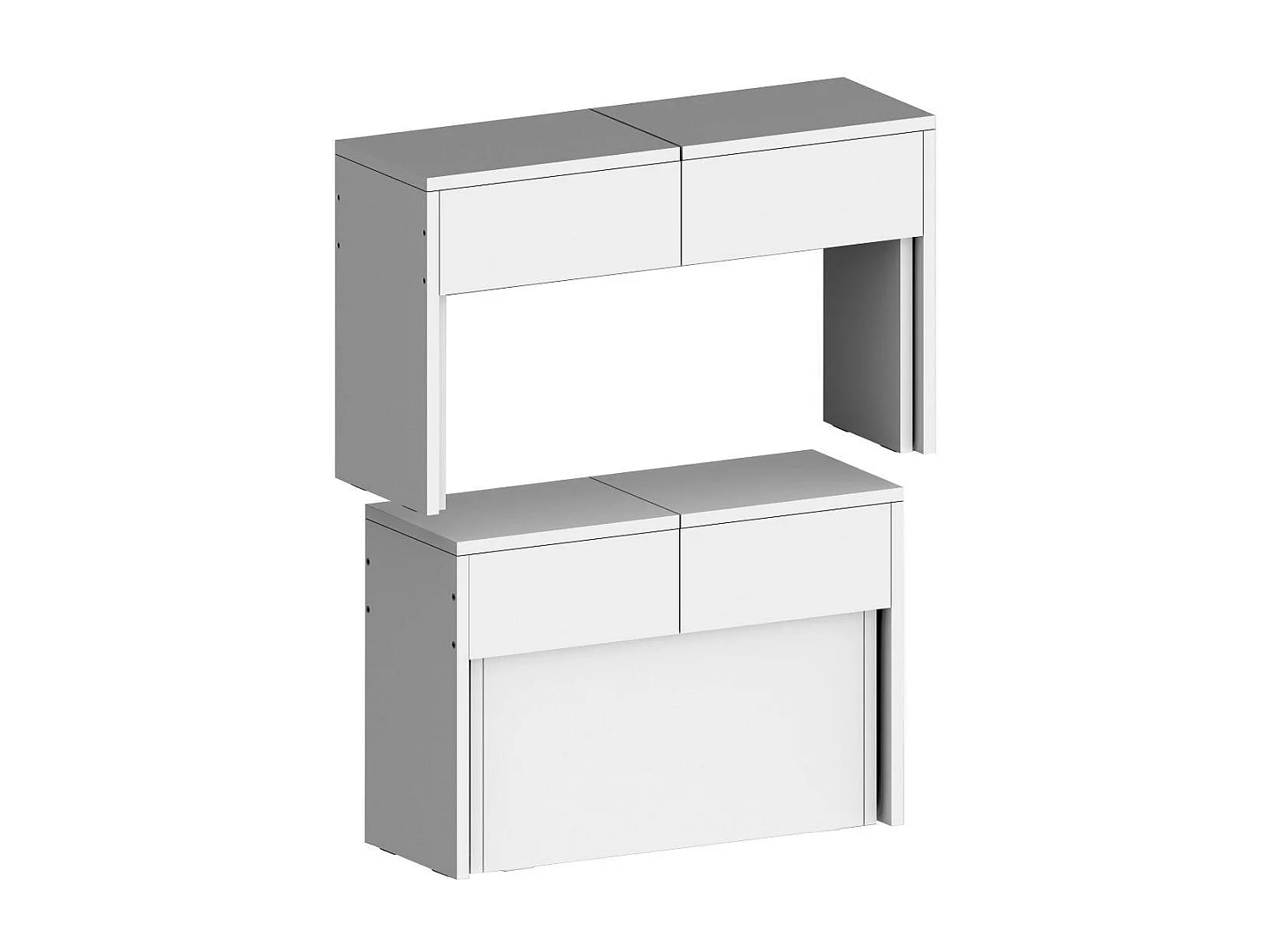 Banco Dcolasuon, Juego de 2 Asientos para mesa de comedor, Bancos extensibles, 290x25h45 cm, Blanco brillo
