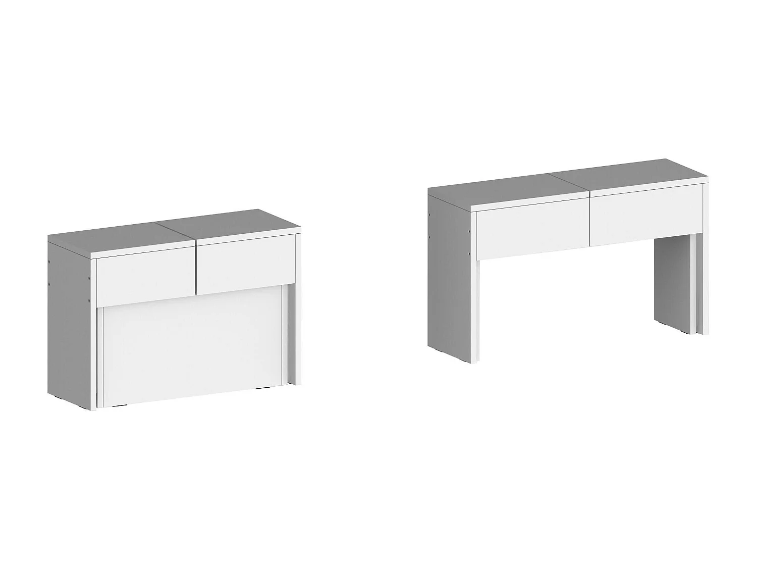 Banc Dcolasuon, Lot de 2 Sièges pour table à manger, Bancs extensibles, 290x25h45 cm, Blanc brillant